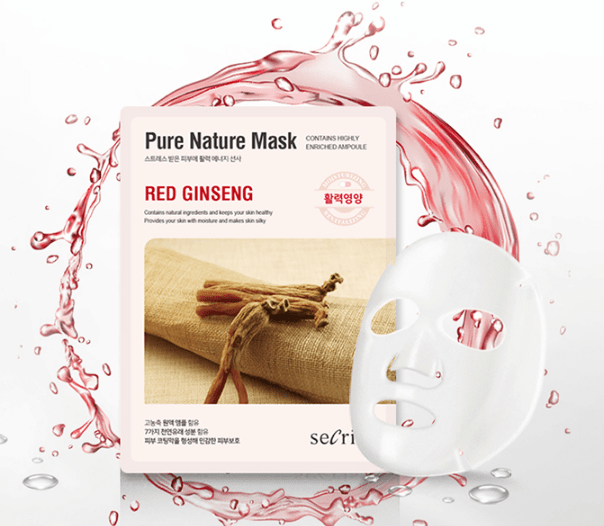 Anskin Secriss Pure Nature Mask Pack- Red ginseng Омолаживающая тканевая маска для лица с красным женьшенем
